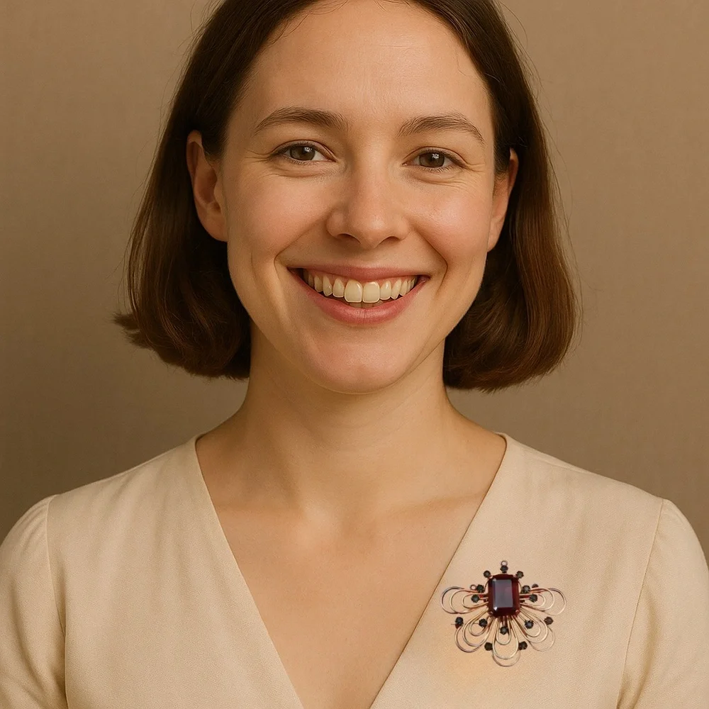 1920s Art Deco Gold Filled Brooch Pendant – Amethyst-Colored Stone – Estate Find - Picture 17 of 17